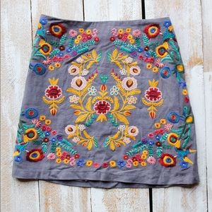 Grey Embroidered Skirt